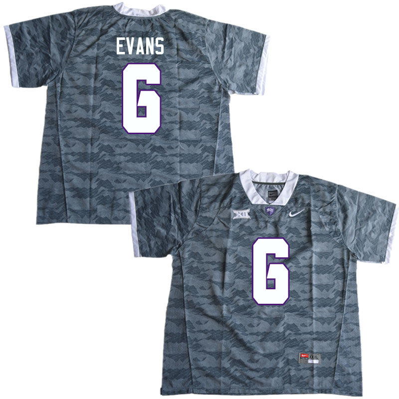 Men #6 Zach Evans TCU Horned Frogs College Football Jerseys Sale-Gray